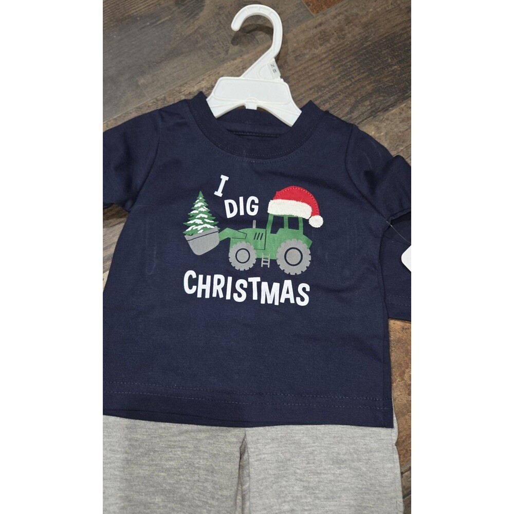 Planet Cotton I Dig Christmas 2pc Baby Outfit NWT Sz 12M B9